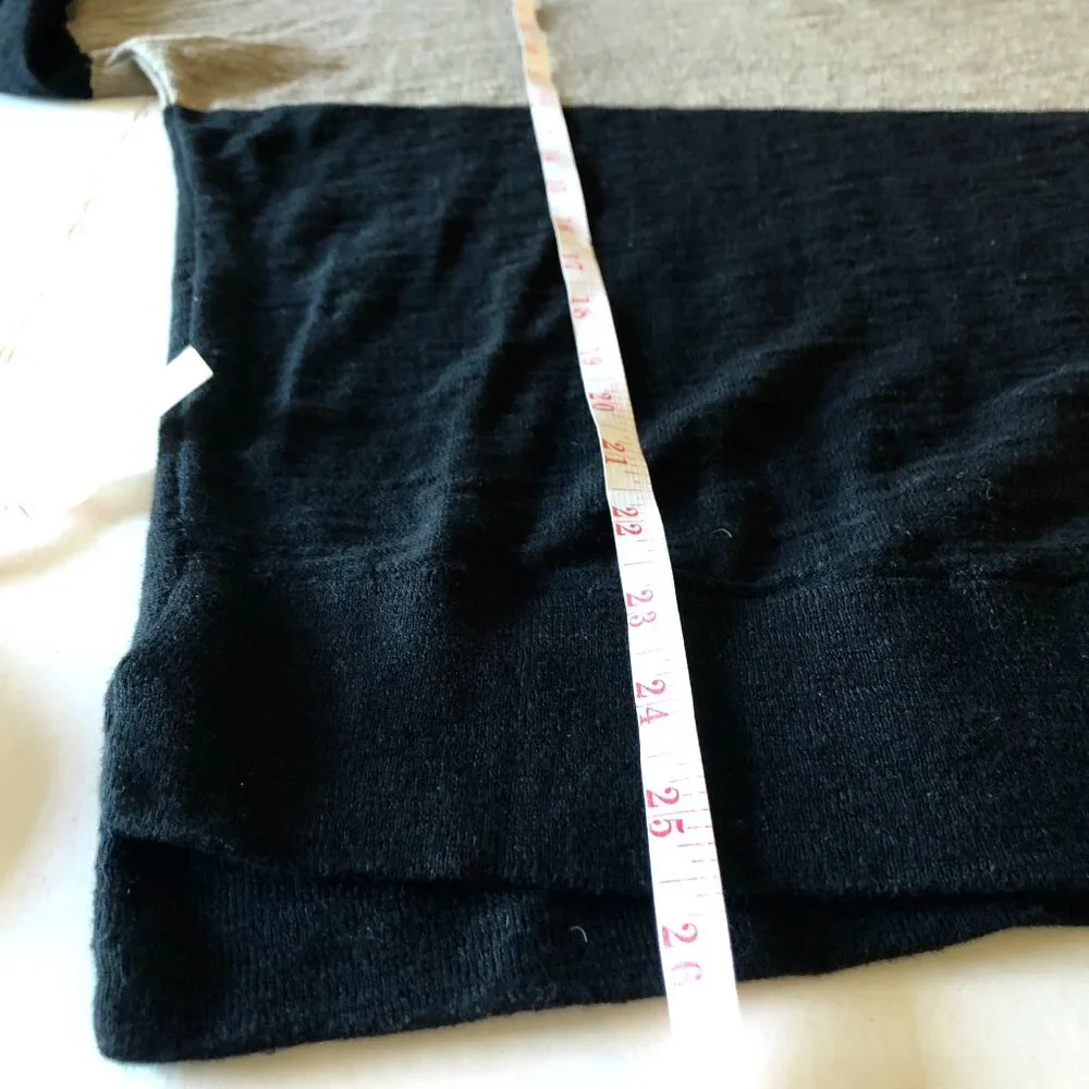 Vince Tan Black Color Block Sweater 100% Cotton Scoop Neck Drop Shoulder Stretch - Picture 12 of 15